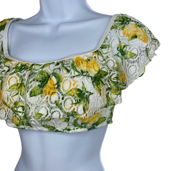 Cabana Del Sol Women’s Lemon Twist Bikini - Lace Over -Off Shoulder Size L - NWT - Picture 5 of 11